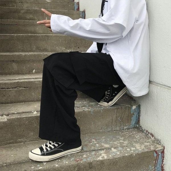 

women's pants & capris cargo pockets hippie streetwear joggers wide leg trousers for female oversize hip goth sweatpants women, Black;white