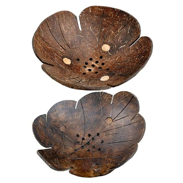 

2pcs multipurpose candy bowl coconut shell plates snack soap drain holders bowls