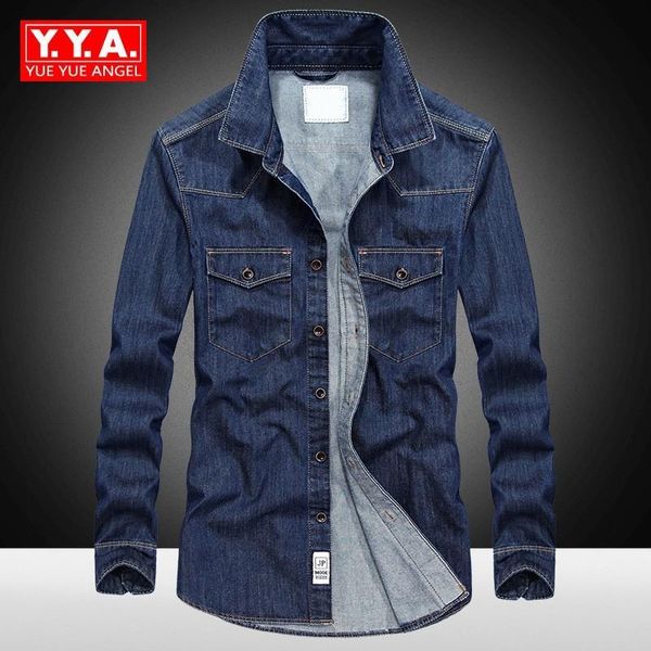 

men's casual shirts fashion jeans shirt men autumn long sleeve loose cotton plus size 3xl single breasted camisa masculina blue, White;black