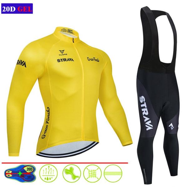 

racing sets 2021 strava cycling jerseys ropa long sleeve autumn thin jersey clothing breathabl bib pants set, Black;blue