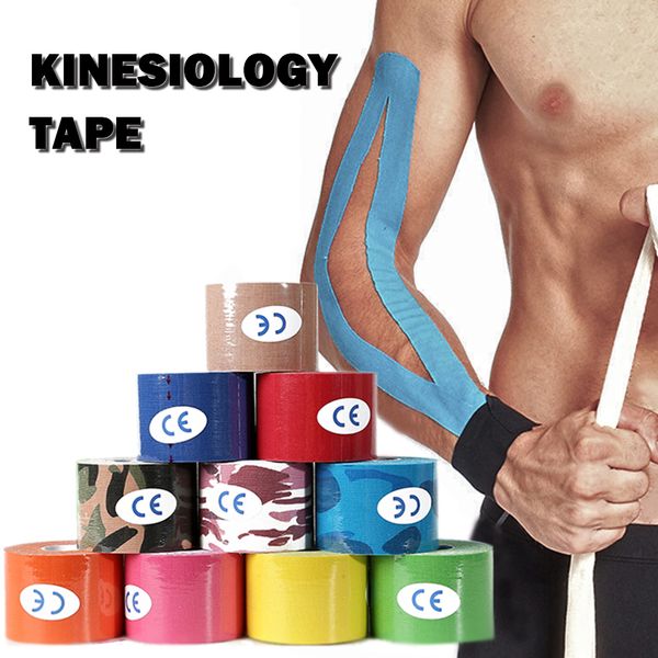 Kinesiologia Tape Esporte Atletismo Elastic Joelho Brace Suporte Cotovelo Protetor Pad Voleibol Bandagem Kinesio Fixer Fita Pulseiras