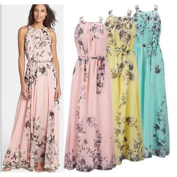 

2021 women's elegant large swing sleeveless print dress beach skirt, Black;gray