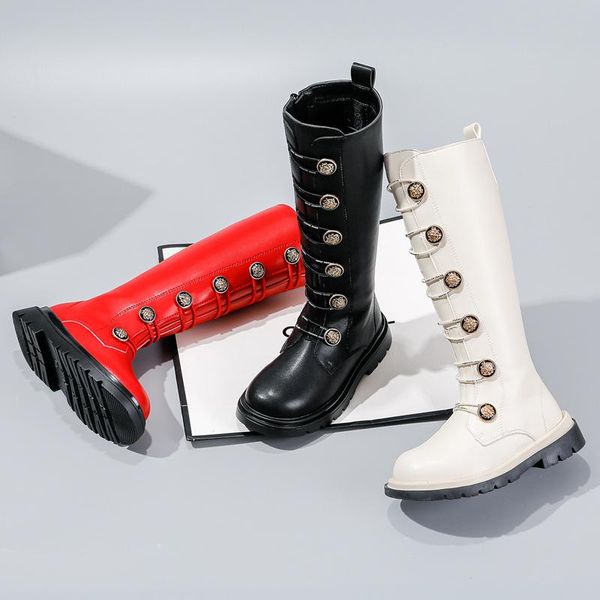 

boots girls 2021 autumn and winter children' plus velvet rider princess, Black;grey