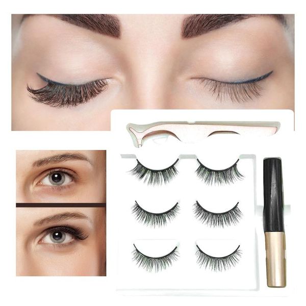 

false eyelashes 3 pair nagaraku lashes magnetic liquid eyeliner set three pairs of five eye lash