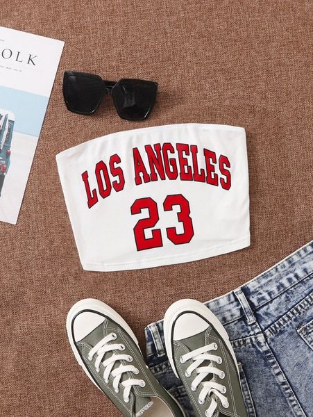 

letter graphic crop tube k5gf#, White