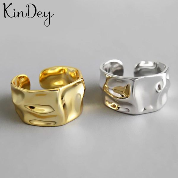 

personality punk vintage irregular chains rings for women men resizable size fashion trendy boho jewelry 2021 wedding, Slivery;golden