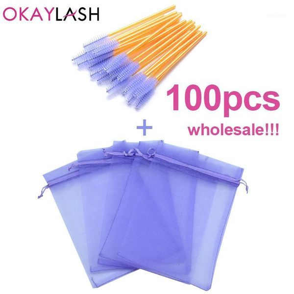 

wholesale colorful drawstring organza eyelash packaging bag mascara wands applicators bulk makeup lash packing baggie1