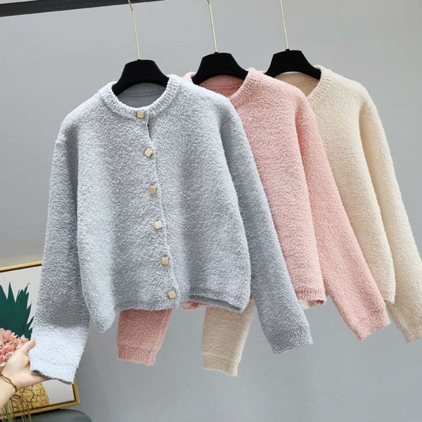 

women's jackets coats 4009 short sweater cardigan loose fitting autumn and winter gentle wind lamb wool thickened eo92, Black;brown