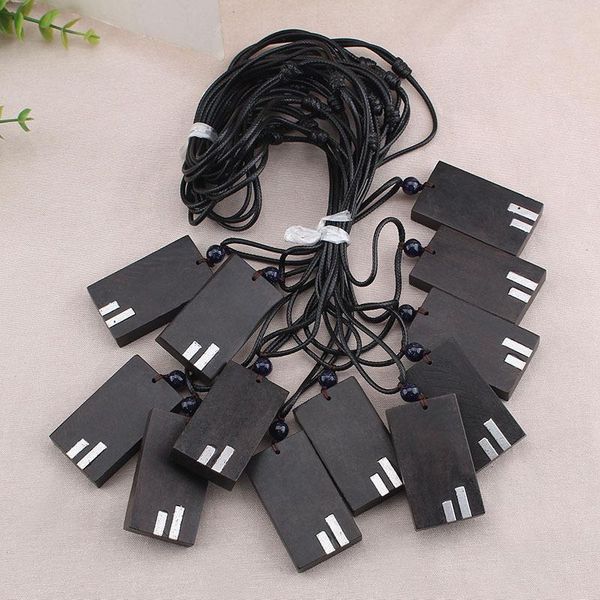 

pendant necklaces black sandalwood retro fashion sweater chain men simple geometry necklace versatile cotton accessories mal wholesale, Silver