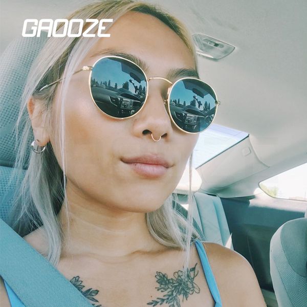 

gaooze sunglasses women round glasses ladies branded fashion sunglasses womens sunglass designer alloy oculos lxd319, White;black