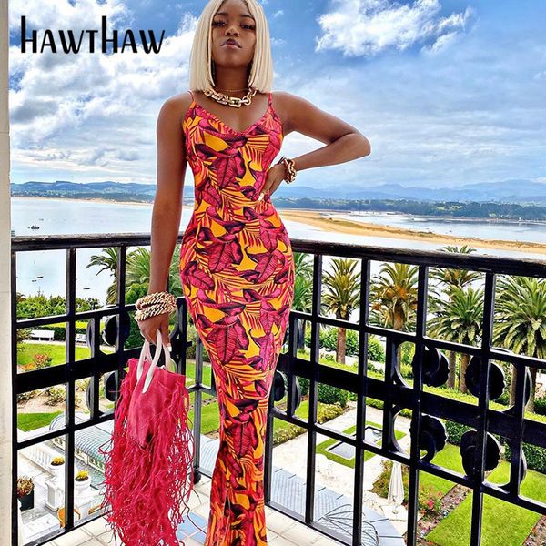 

hawthaw women summer elegant party evening sleeveless printed v neck skinny slim package hip pencil dress sundress clothes 2021, Black;gray