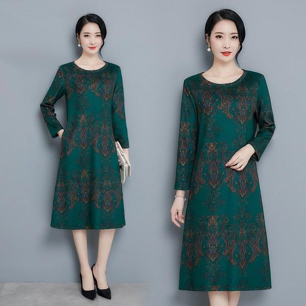 

casual dresses 2021 vintage korea 4xl plus size women midi autumn winter green hairy long sleve elegant bodycon party vestidos, Black;gray