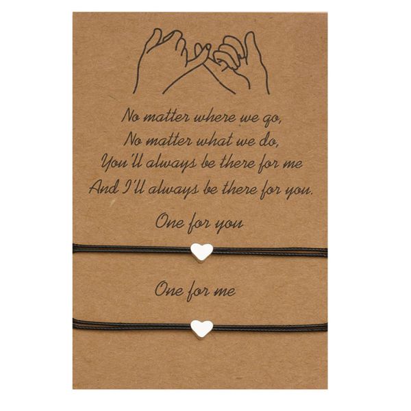 

friendship card bracelet creative simple star love adjustable 2 sets, Golden;silver