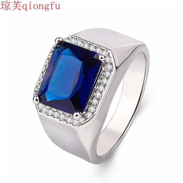 

wedding rings retro sapphire open men's ring silver plated platinum body jewelry knuckles cool things original gifts, Slivery;golden
