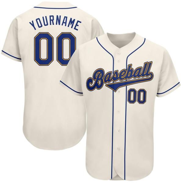 

custom cream royal-gold authentic baseball jersey, Blue;black