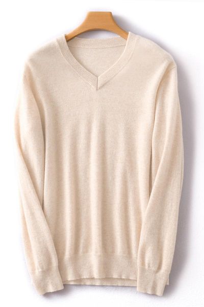 

men's sweaters koijinsky 2021 pure wool autumn winter v-neck t-shirt, White;black