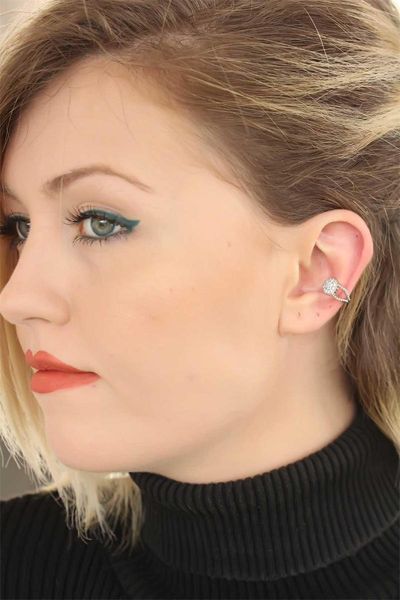 

earrings & necklace silver color cubic zirconia metal snap-on cartilage