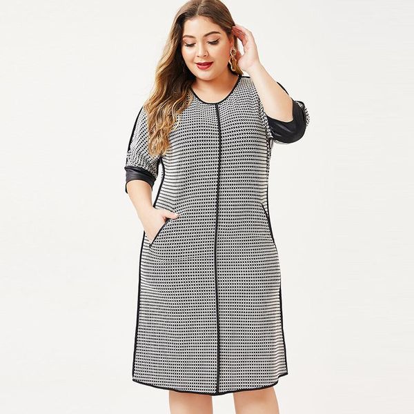 

casual dresses 2021 houndstooth fashion ladies femal elegant woman, Black;gray