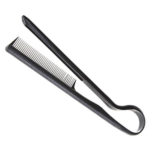 

hair brushes 1 pc styling combs tool haircut straightening v shape black color comb clip-type hairdressing straightener, Silver