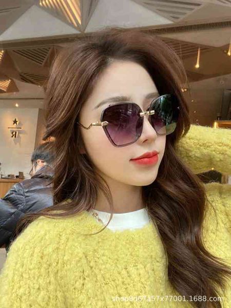 

2021 korean trend one piece large frame sunglasses big face thin metal glasses 6059