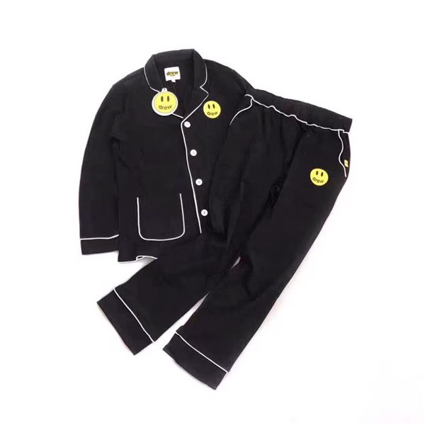 

mens tracksuits 2 piece black white home pajamas smiley sets long sleeve shirt pants set summer fashion, Gray