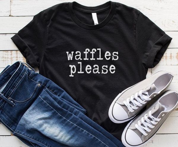

waffles please cotton casual women t shirt funny yong girl higher quality tee drop ship s 503, White