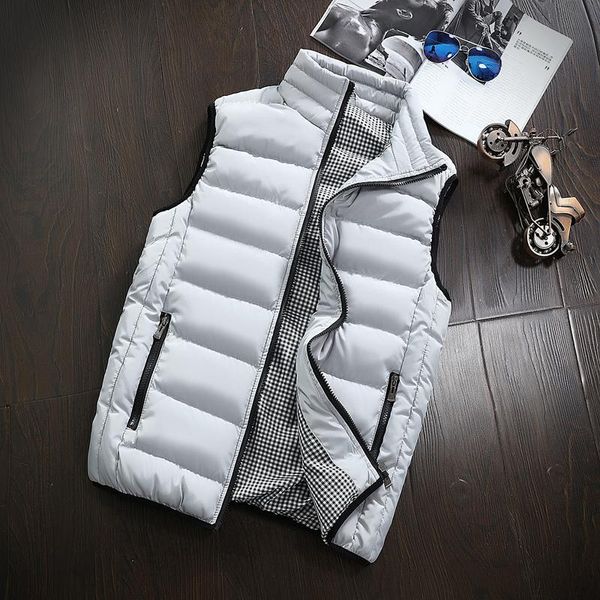 

men's vests male vest mens jacket sleeveless winter fashion casual coats cotton-padded menthicken waistcoat gilet, Black;white