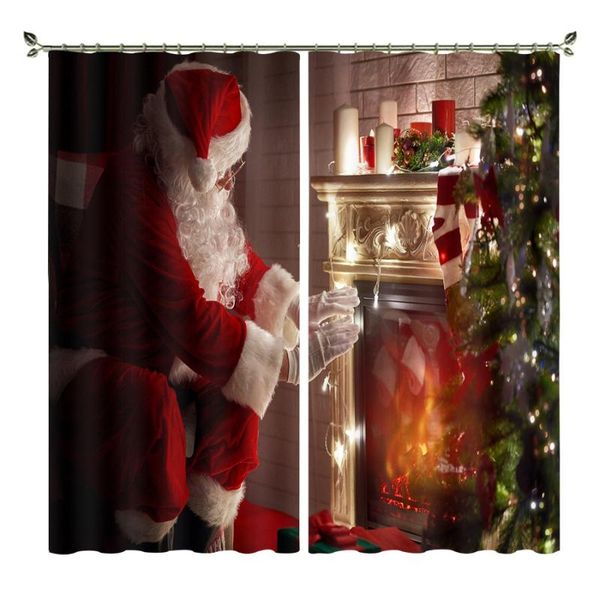 

curtain & drapes babson fireplace warm hands santa claus digital printing diy advanced custom po