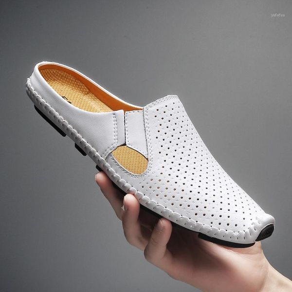 

sandals summer men's sandals soft leather slippers breathable non-slip beach shoes slippers zapatos hombre shoes1 4mae, Black