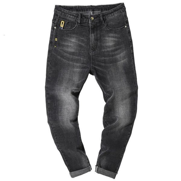

men's jeans autumn and winter embroidery harem feet pants fashion denim trousers loose plus size ajqi, Blue