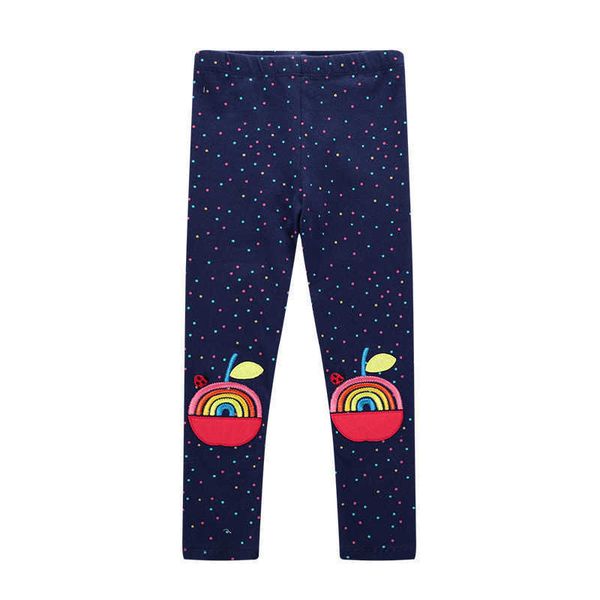 

jumping meters girls leggings pants with embroidery apple designs children clothes spring summer skinny trousers kids 210529, Blue