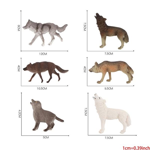 

7pcs wolf toy figurines set gray simulation wolves action figures collection lifelike animals decorative objects &
