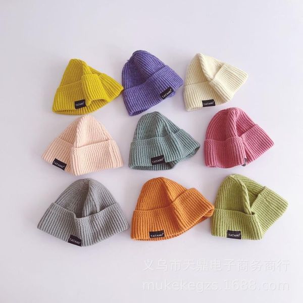 

caps & hats 2021 baby autumn and winter knitted hat boys girls woolen born girl1, Yellow