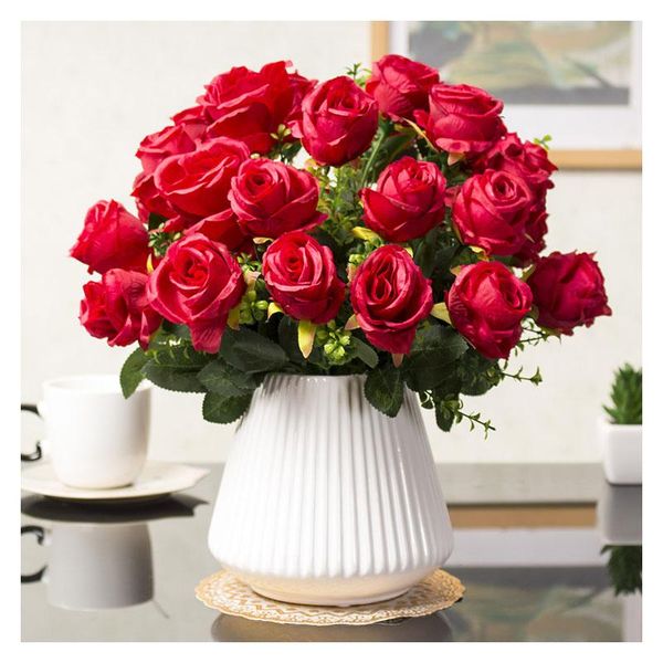 

vases modern ceramic vase ornament porcelain vase+fake flower set home furnishing craft decoration livingroom arrangement decor