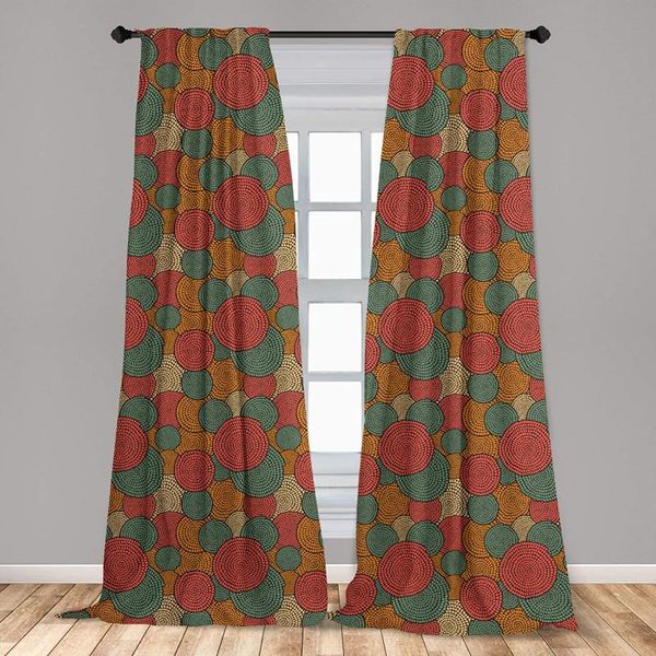 

curtain & drapes african window curtains hand drawn traditional ornament motif with arcs and circles warm colors rod pocket