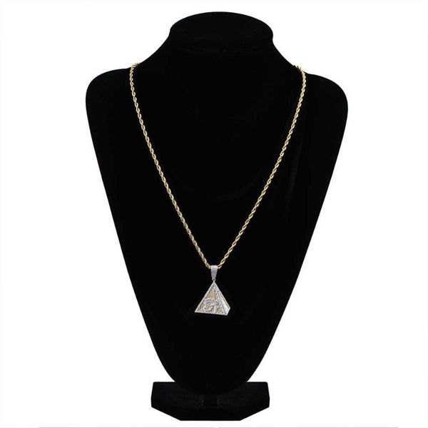 

pendant necklaces hip hop eye of horus egypt pyramid necklace gold color iced out bling micro pave cubic zirconia charm for men gi1354917, Silver