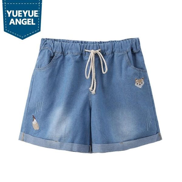 

women's shorts fashion womens jeans summer embroidery pattern stretch denim loose casual women plus size xl-xxxl, White;black