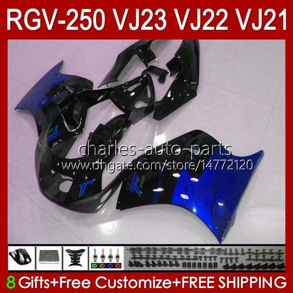 Body Kit für Suzuki RGVT RGV 250 CC RGV250 SAPC VJ23 Cowling RGV-250CC blaue Flammen RVG250 250CC 97 98 Karosserie 107HC.171 RGVT-250 VJ 23 RGV-250 Panel 1997 1998 Verkleidungen