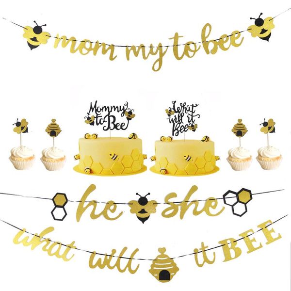 

party decoration what will it bee gender reveal supplies decorations honey bumble he or she baby shower banner cake ers