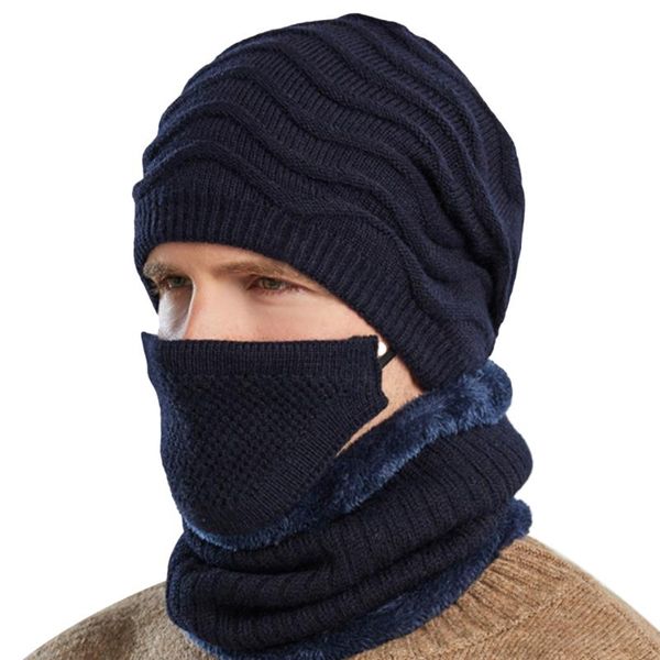 

hats, scarves & gloves sets three-piece knitted hats scarf set autumn winter warm fashion gilr hat boy cap thick wool 3-piece solid color, Blue;gray