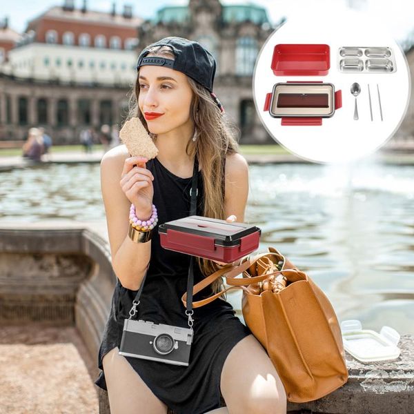 

dinnerware sets 304 stainless steel bento box students kids worker with tableware