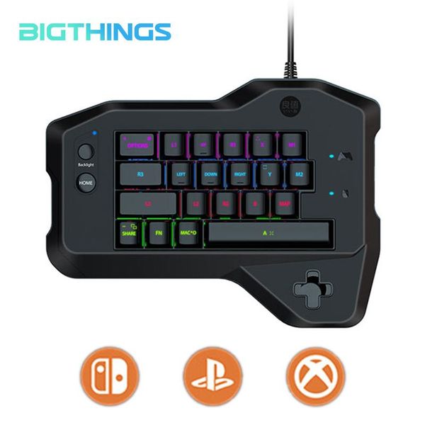 

keyboards gaming keyboard programmable one-handed mechanical keypad rgb back light portable mini video game controller for switch ps4
