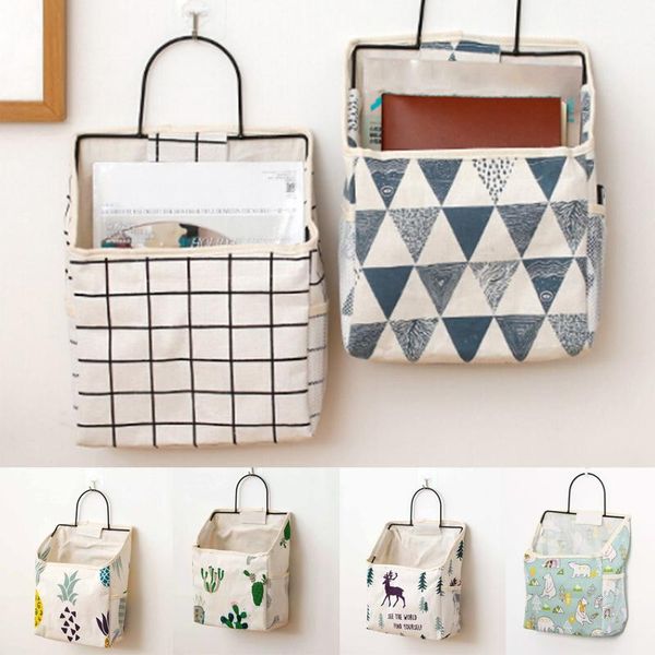 

storage bags 1pc magazine holder with hook hanging bag lattice bed pocket organizer book dorm room bedside phone 8 styles