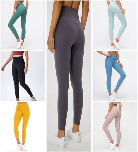 

align leggings 2021 womens designers yoga pants high waist woman gym elastic fitness wear full tights solid lady home outdoor summer spring, Black