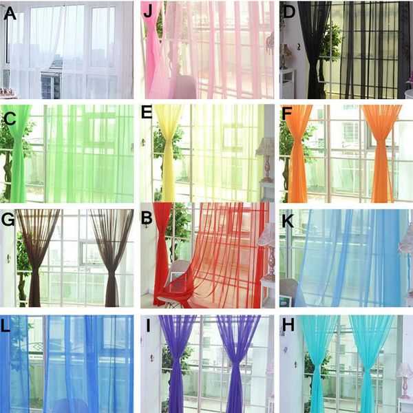 

curtain & drapes 1 pcs pure color tulle door window drape panel sheer scarf valances glass yarn wear rod processing 100x200cm #4m29
