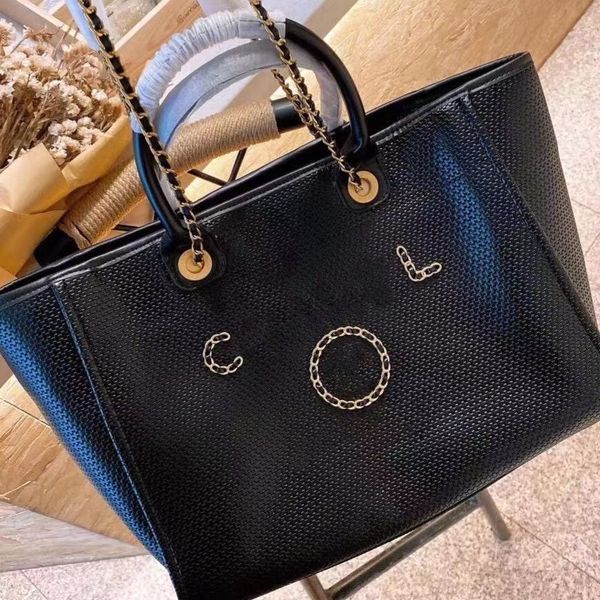 

high-end classic design fashion designers weaving beach bags mom socialite wind-pressure flower pearl letter decoration shoulder tote nanny