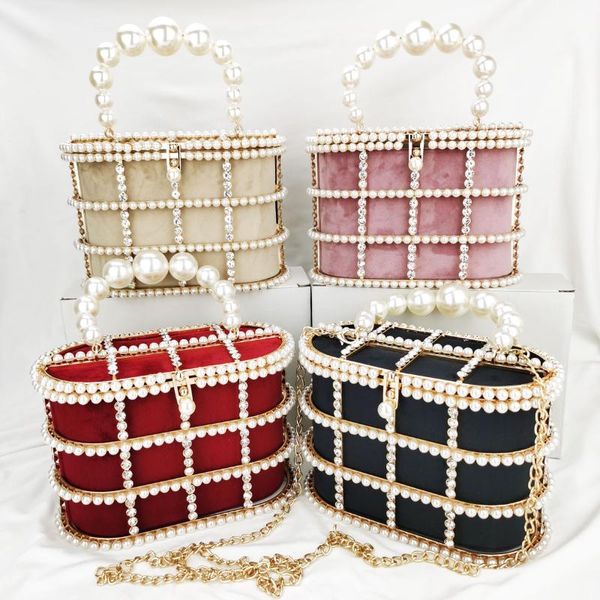

evening bags black box flap women handbags chain shoulder ladies lovely pearl messenger bag