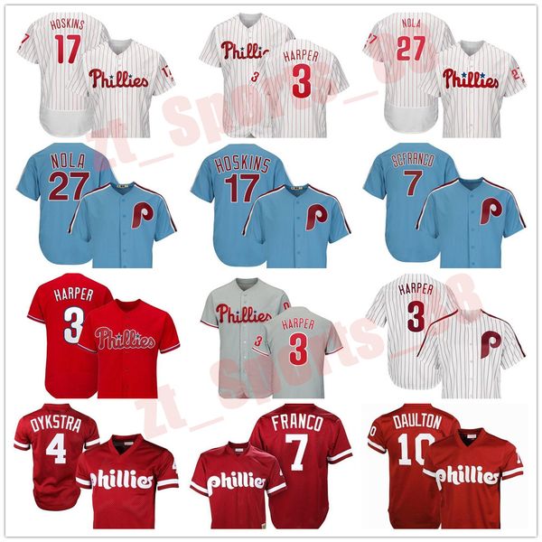 

bryce jersey darren daulton harper maikel franco 17 rhys hoskins 27 aaron nola phillies mitch williams mike schmidt baseball, Blue;black
