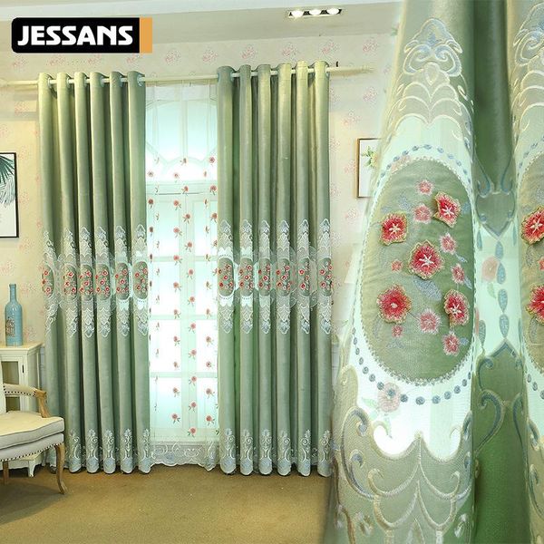 

curtains european water-soluble embroidery cashmere bedroom for living room modern window curtain valance & drapes