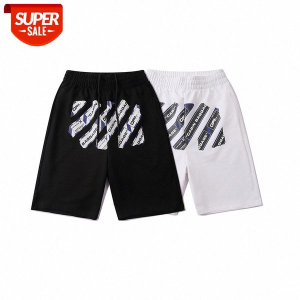 

warning striped letter print hip-hop casual shorts #lw0z, Black